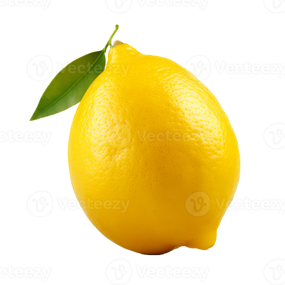 Lemon character standing upright, whole and vibrant, with a comical full-body pose, against a see-through backdrop. png