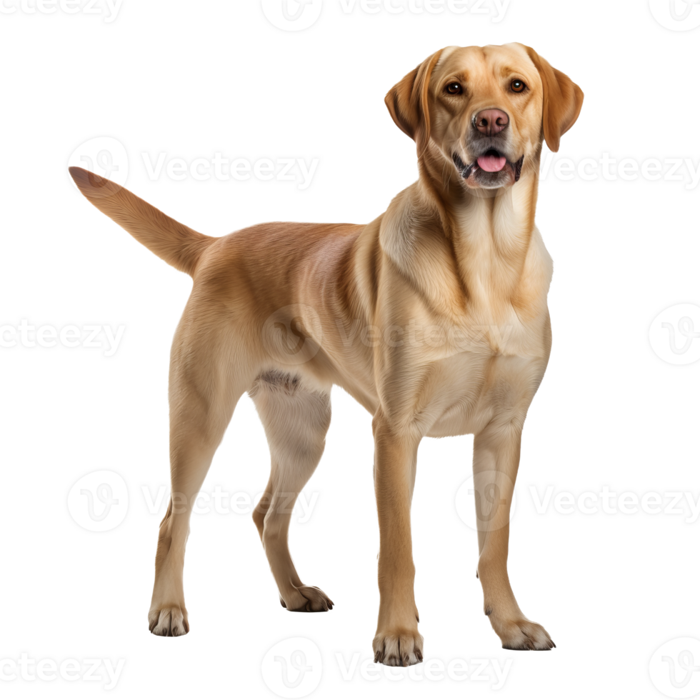 Labrador Retriever standing side-view with entire body visible against a transparent backdrop. png