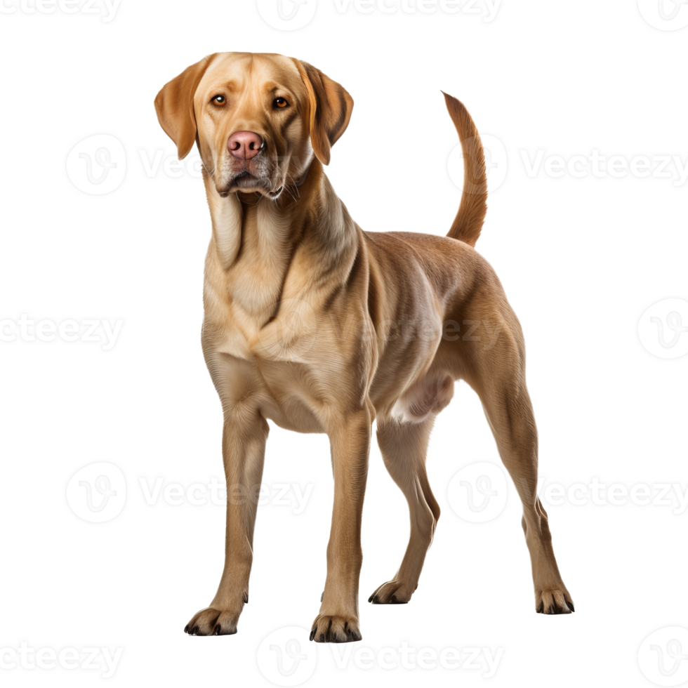 A full-body image of a Labrador retriever dog, poised and looking friendly, set against a transparent backdrop. png