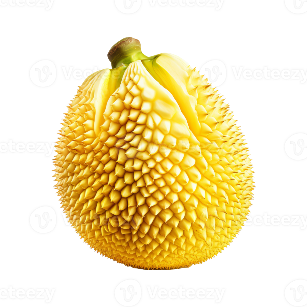 Illustration of a whole jackfruit, its spiky green exterior displayed, set against a clear transparent backdrop. png