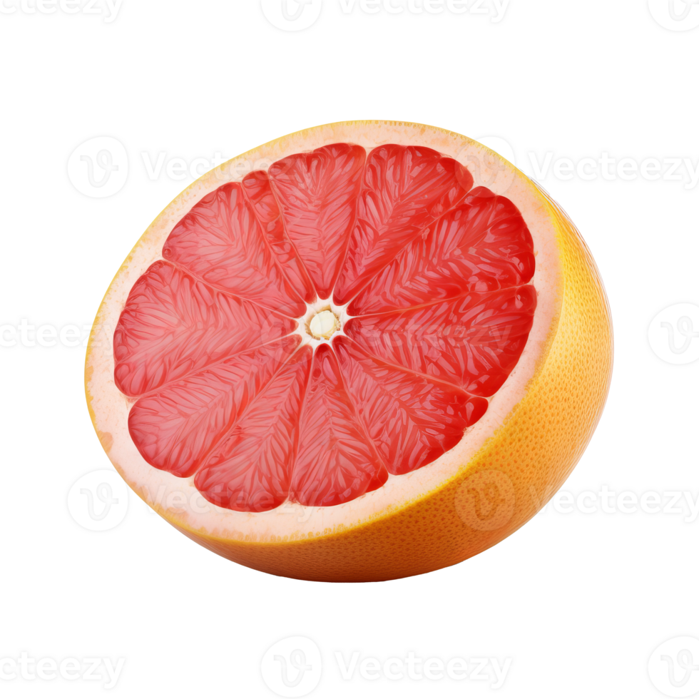 A whole grapefruit with a vivid, textured skin, displaying its fresh, juicy fruitiness, isolated seamlessly against a clear backdrop. png