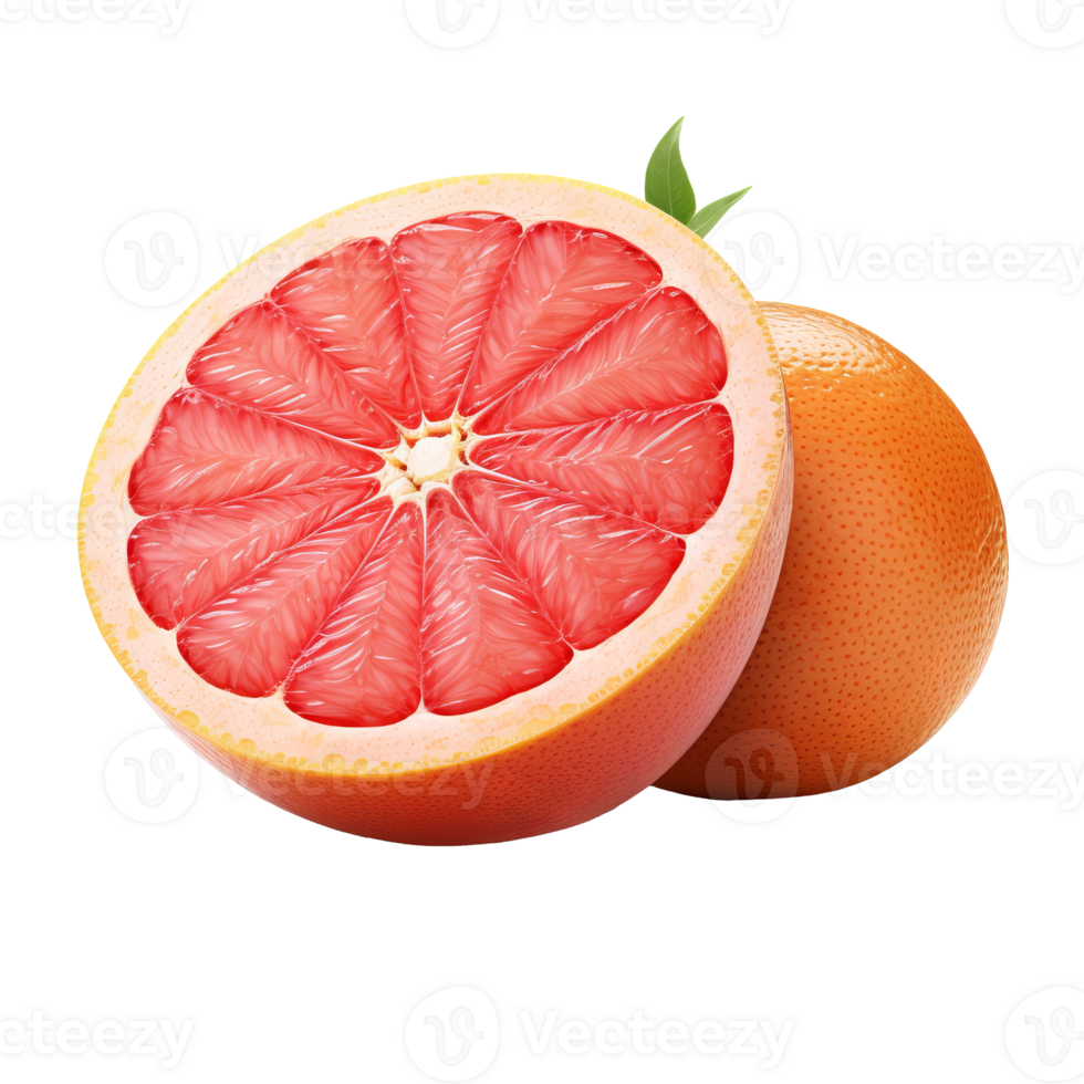 Grapefruit illustration, complete representation of the citrus fruit, displayed on a clear backdrop. png