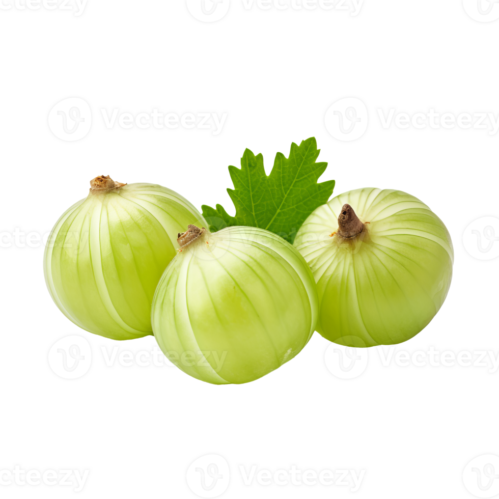 Gooseberry, whole vibrant green fruit with visible texture, isolated on a transparent background, showcasing its full, round body. png