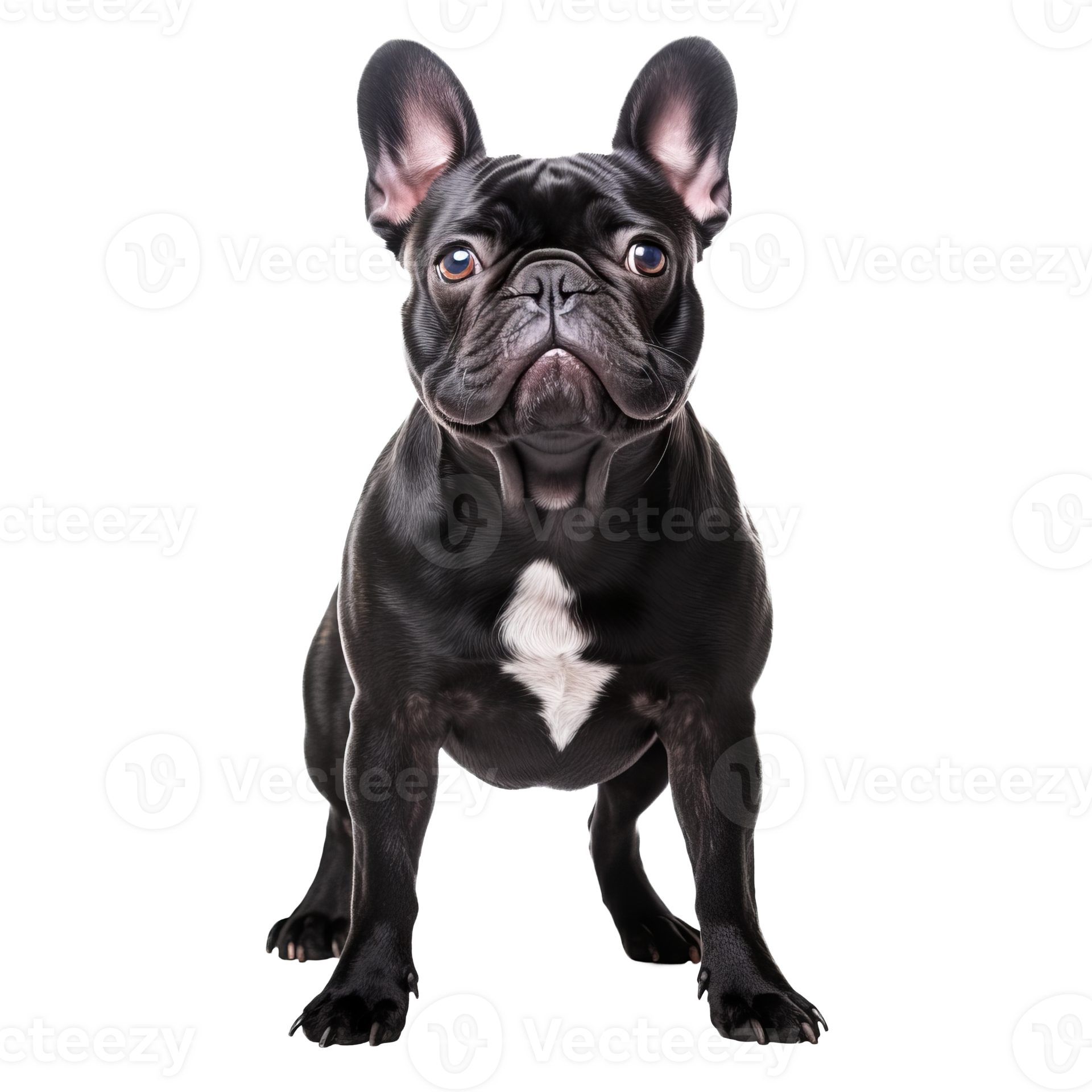 French bulldog, full body displayed, standing on a clear transparent