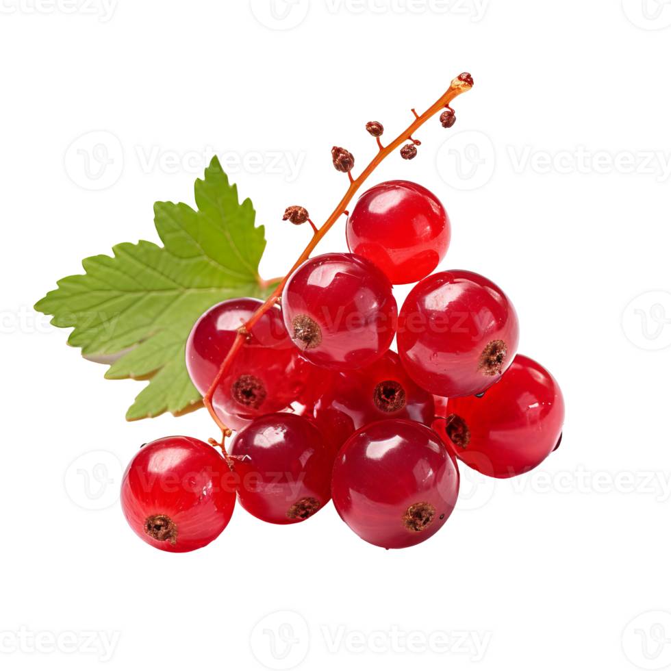 Red currant fruit with a detailed full body depiction, showcased on a transparent background for versatile use. png