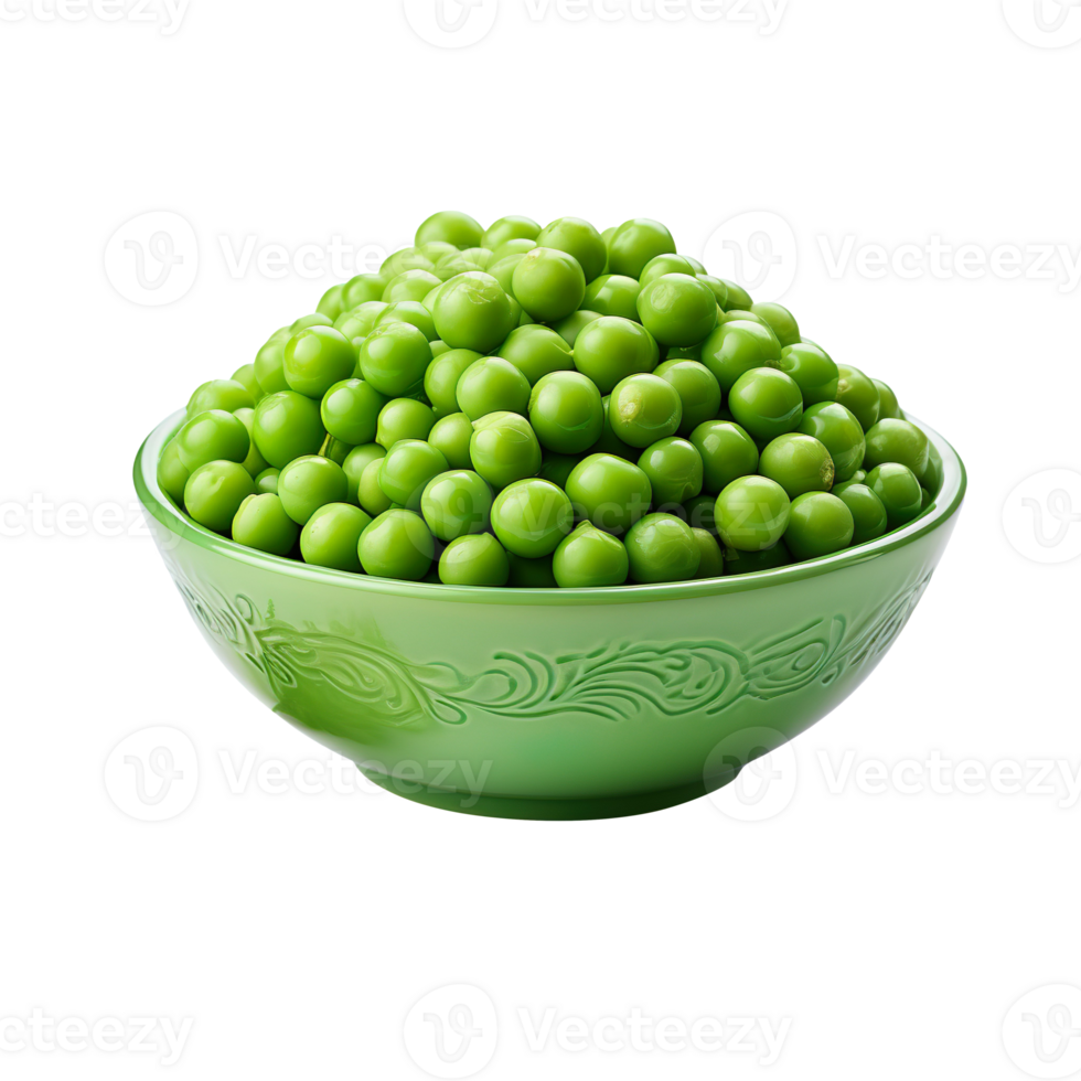 Bowl with green peas isolated on transparent background png