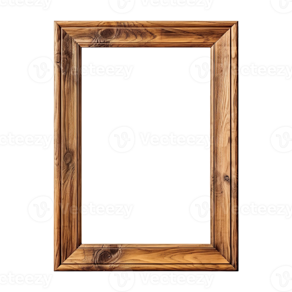 Brown wooden vertical frame isolated on transparent background png