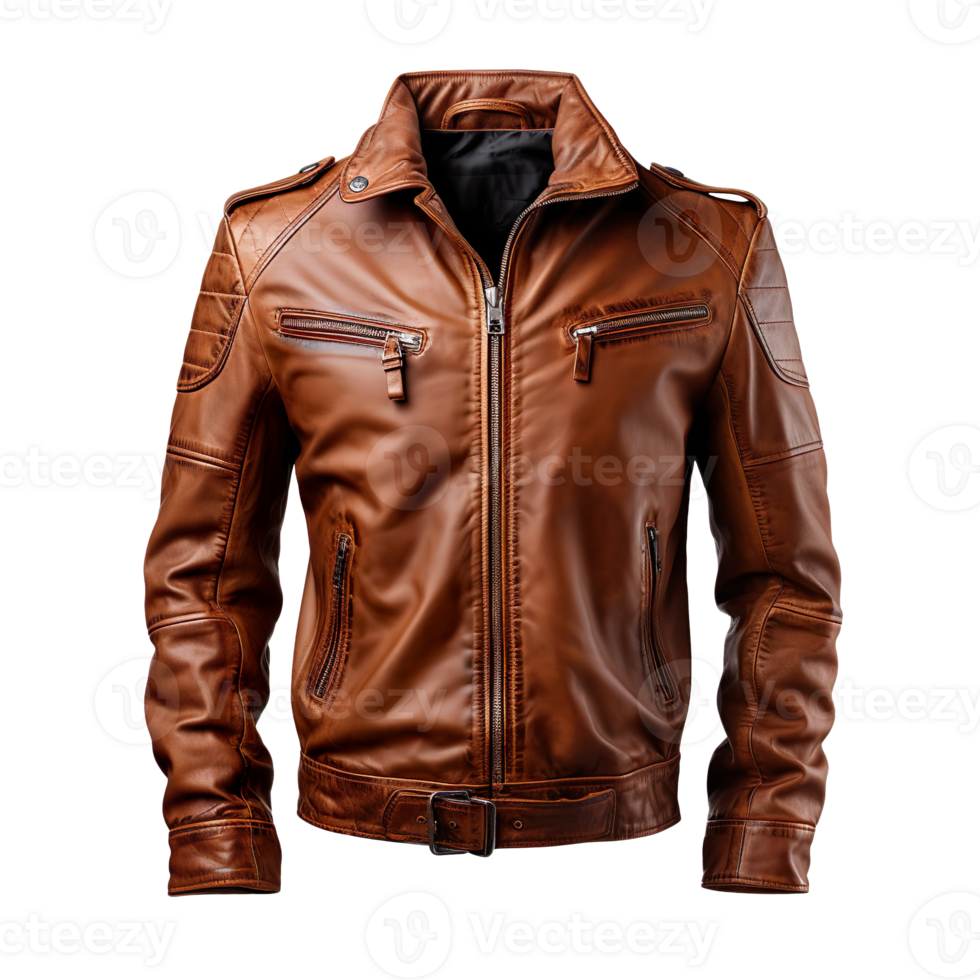 brown leather jacket isolated on transparent background png