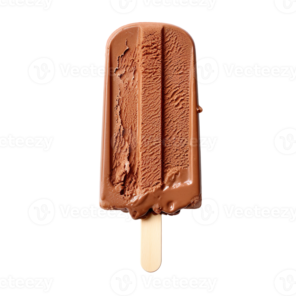 Brown chocolate ice cream popsicle isolated on transparent background png