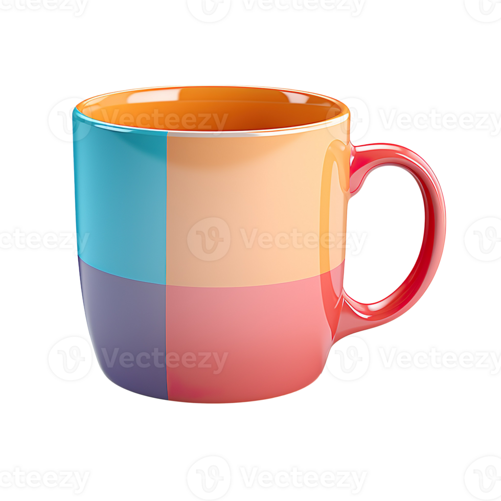 Colorful coffee mug isolated on transparent background png