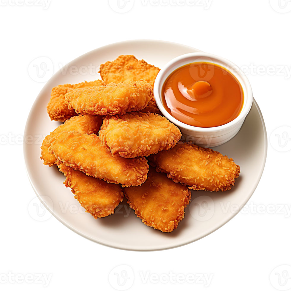 Chicken Nuggets on a Plate isolated on transparent background png