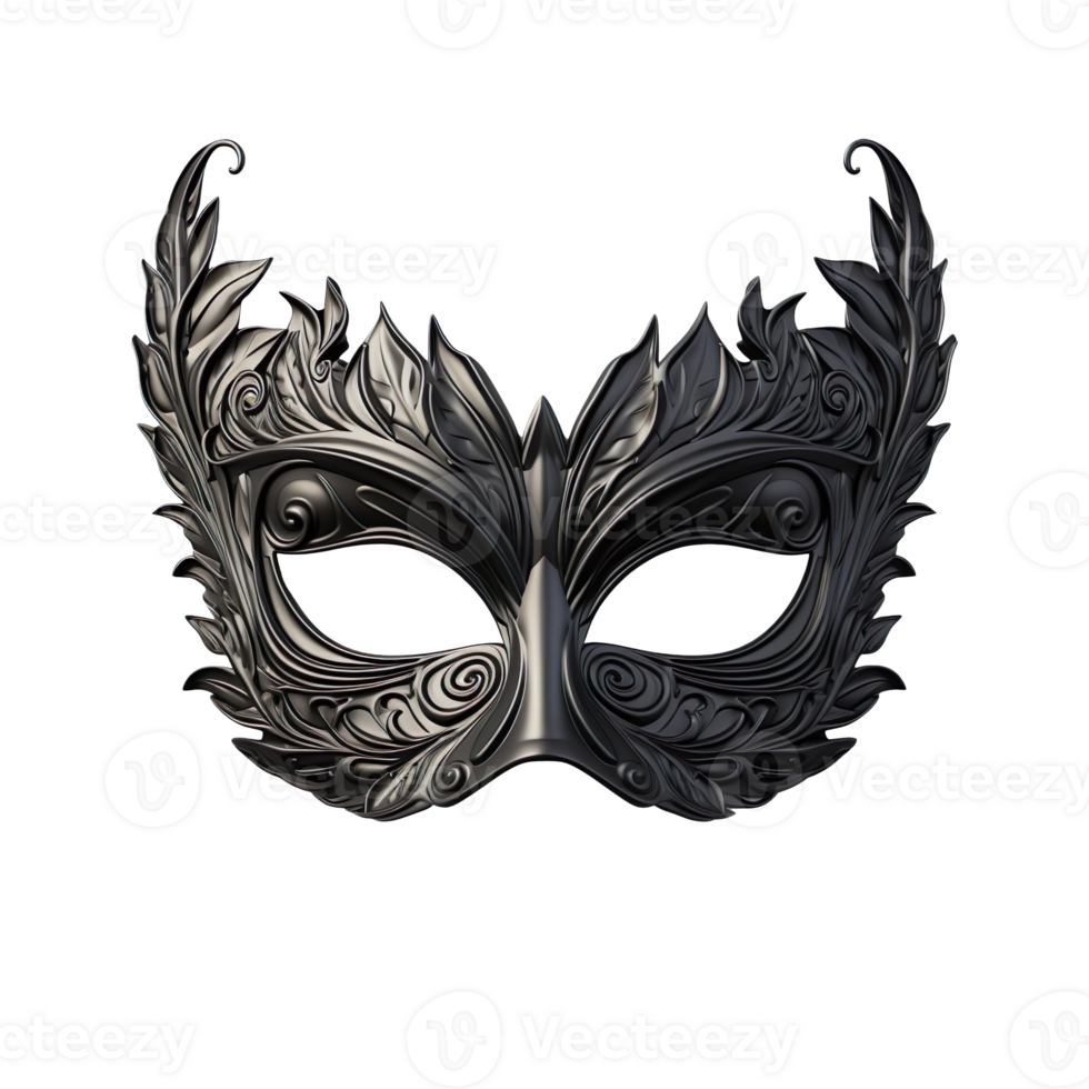 Carnival mask black color isolated on transparent background png