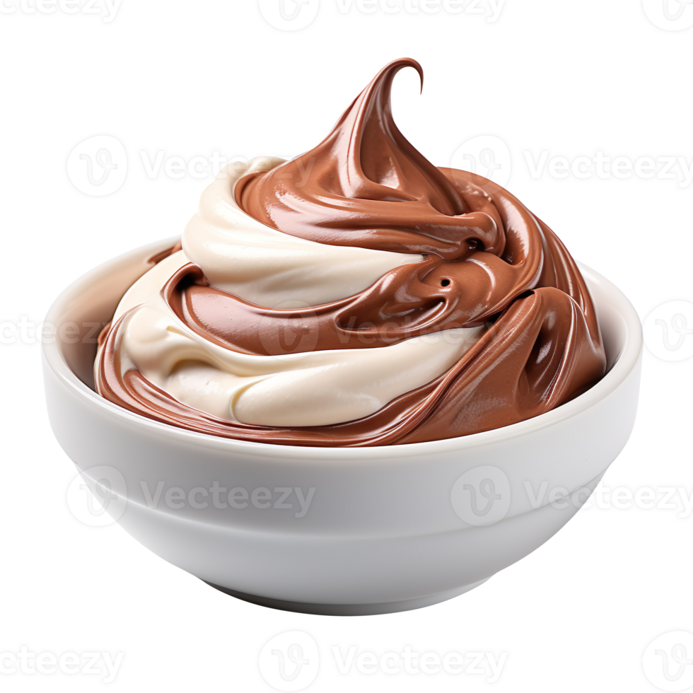 chocolate cream in a bowl isolated on transparent background png