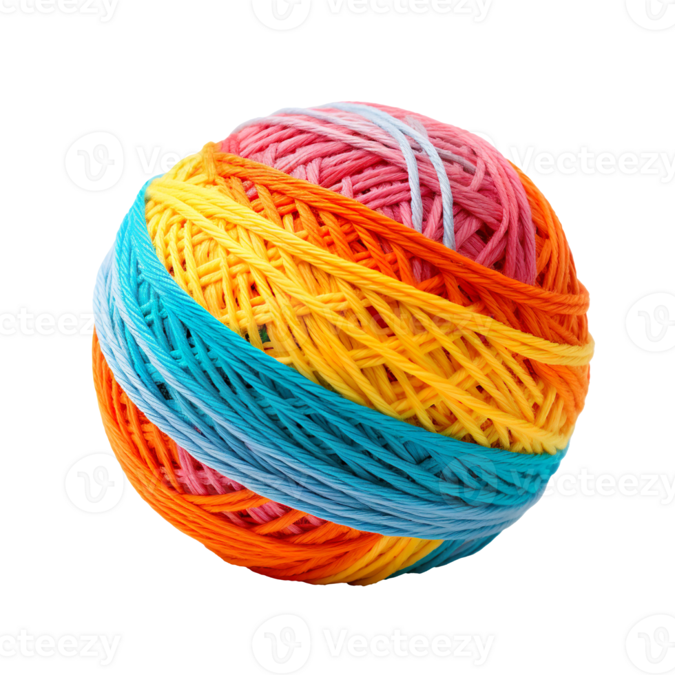 Colorful Yarn Ball isolated on transparent background png