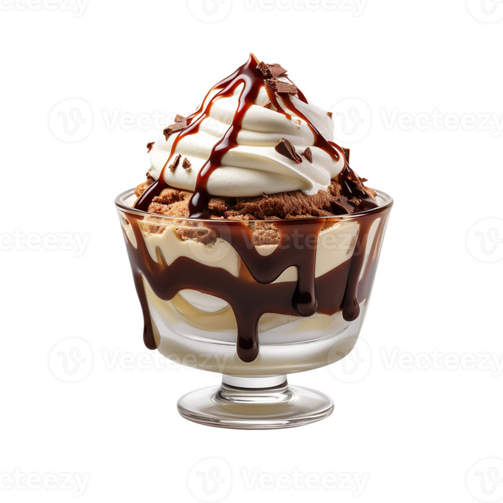 Delicious chocolate sundae isolated on transparent background png