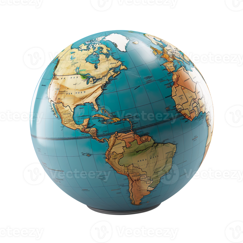 Earth Globe isolated on transparent background png