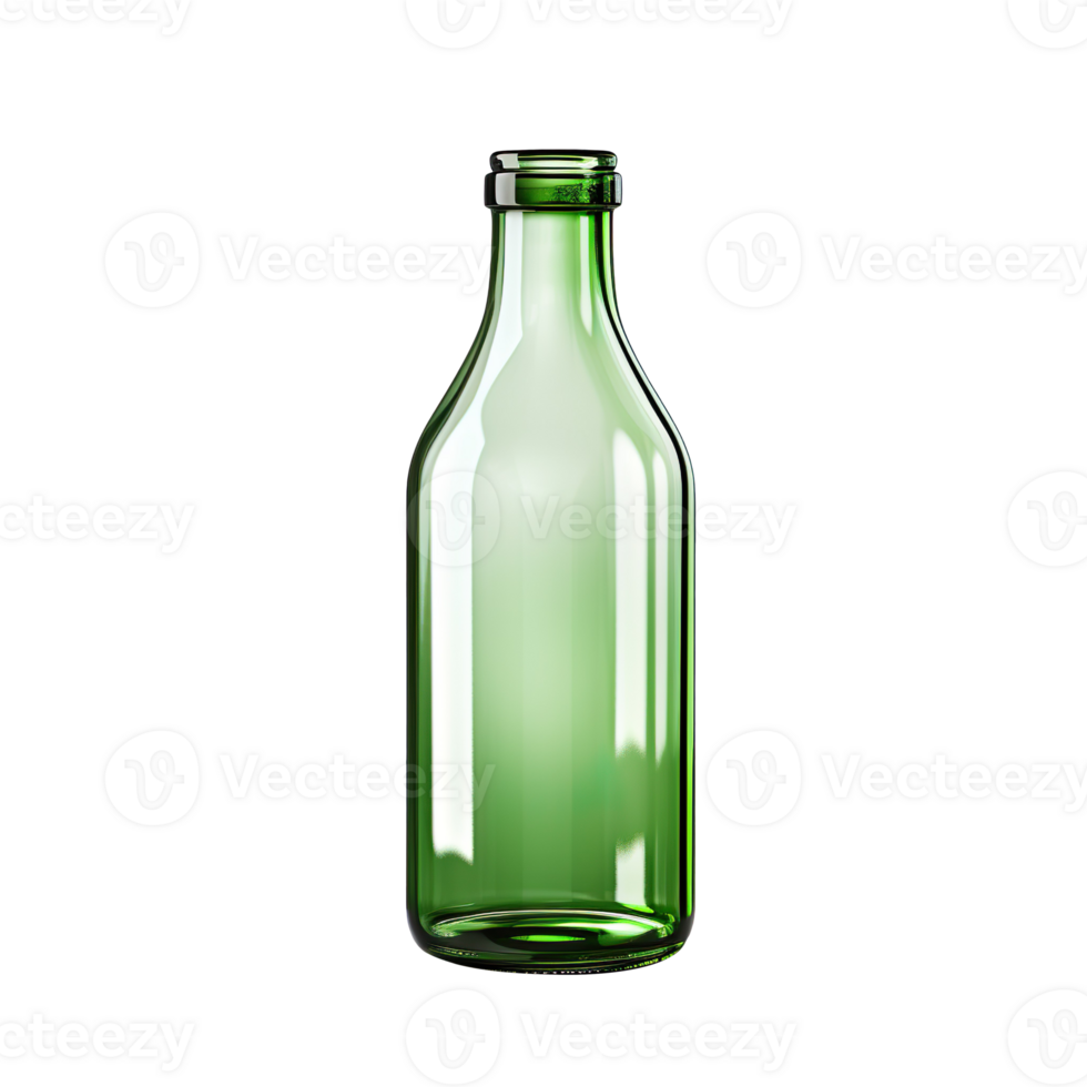 Empty green glass bottle isolated on transparent background png