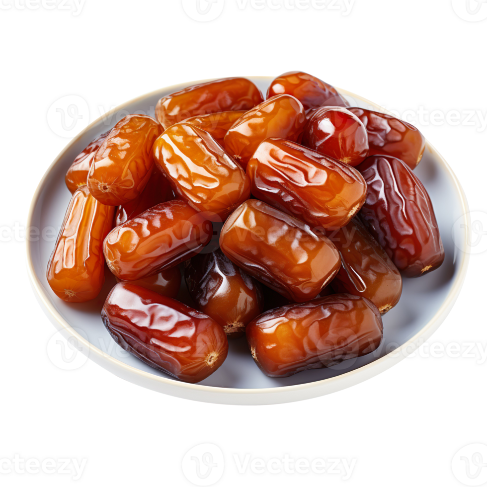 Dates in a plate isolated on transparent background png