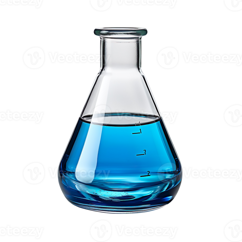 Flask with blue liquid isolated on transparent background png