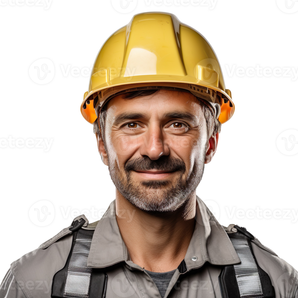 Engineer with helmet isolated on transparent background png