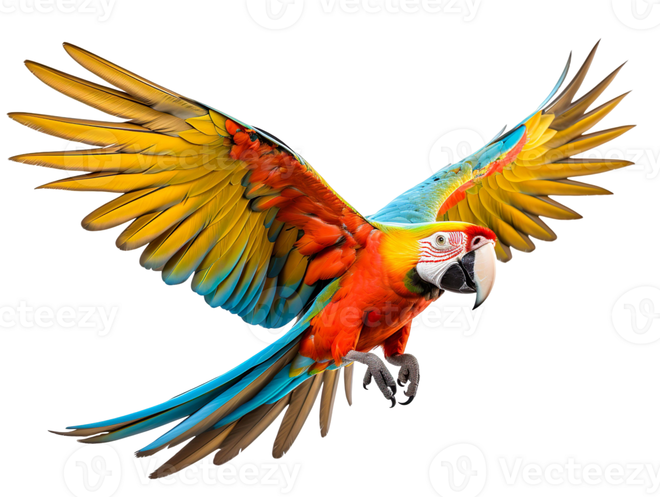 Flying macaw parrot isolated on transparent background png