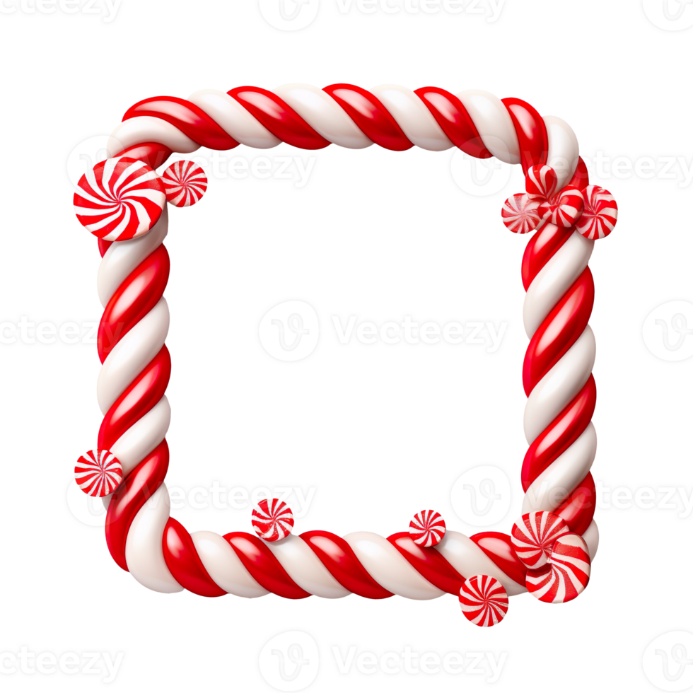 Frame made of candy cane isolated on transparent background png