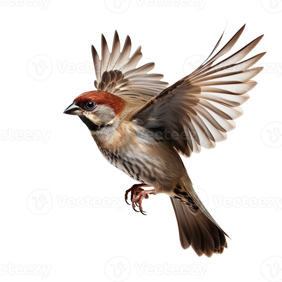 Flying Sparrow isolated on transparent background png