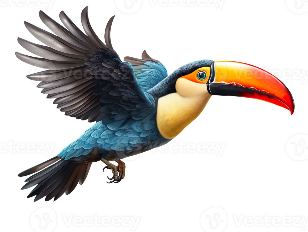 Flying toucan bird isolated on transparent background png