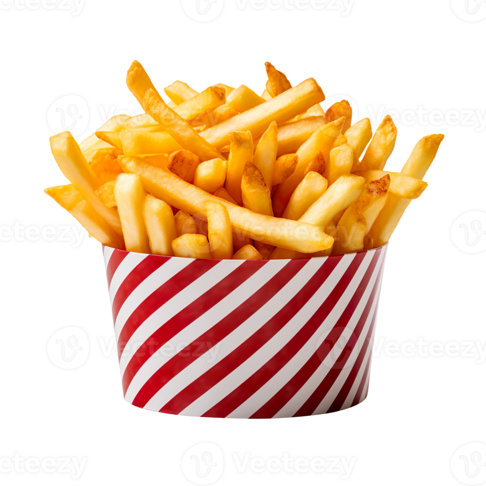 French fries bucket isolated on transparent background png