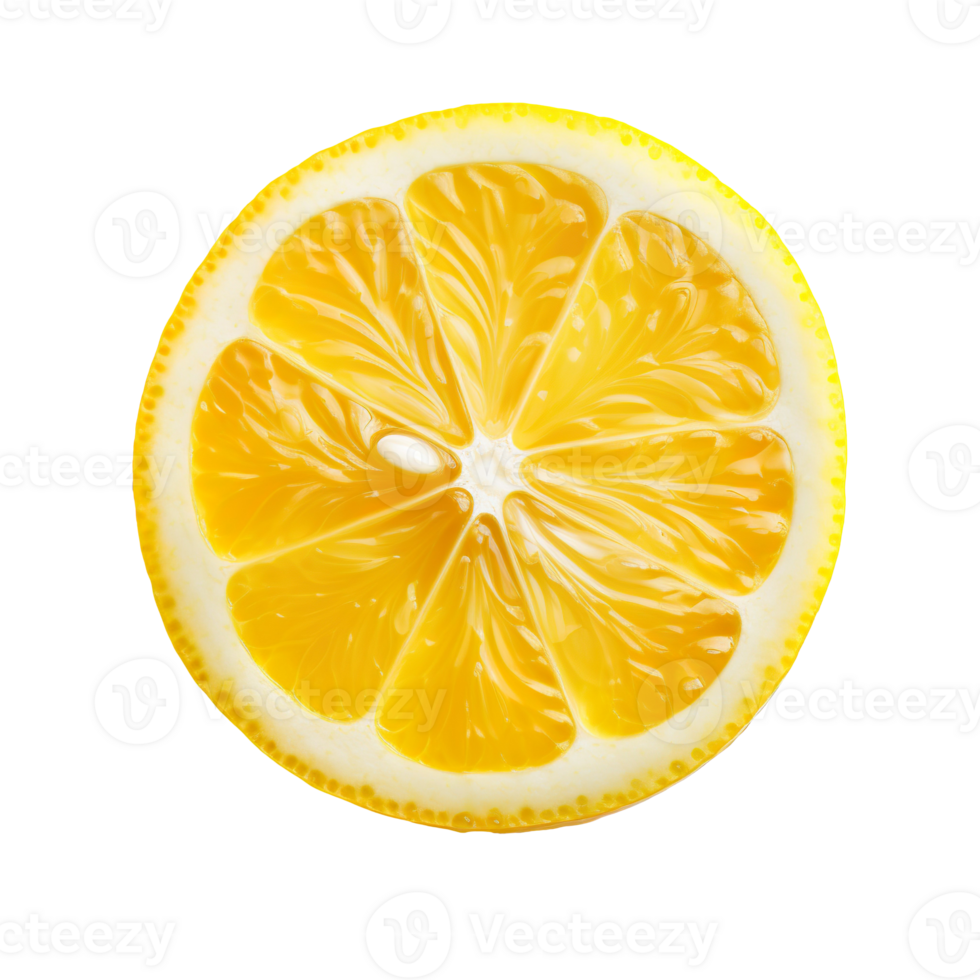 fresh juicy lemon fruit slice isolated on transparent background png