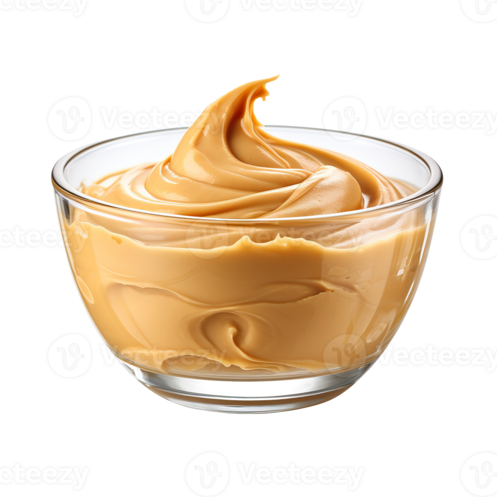 Glass bowl of peanut butter isolated on transparent background png