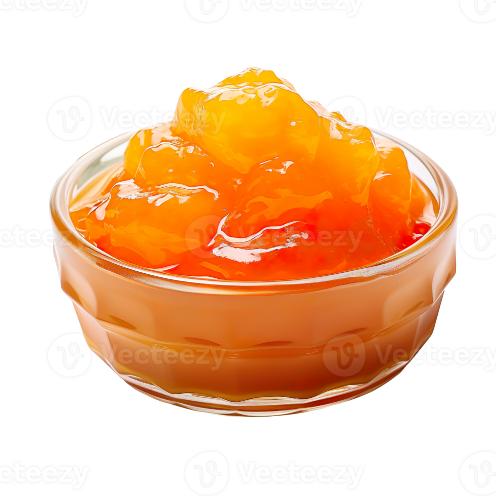 glass bowl of apricot jam isolated on transparent background png