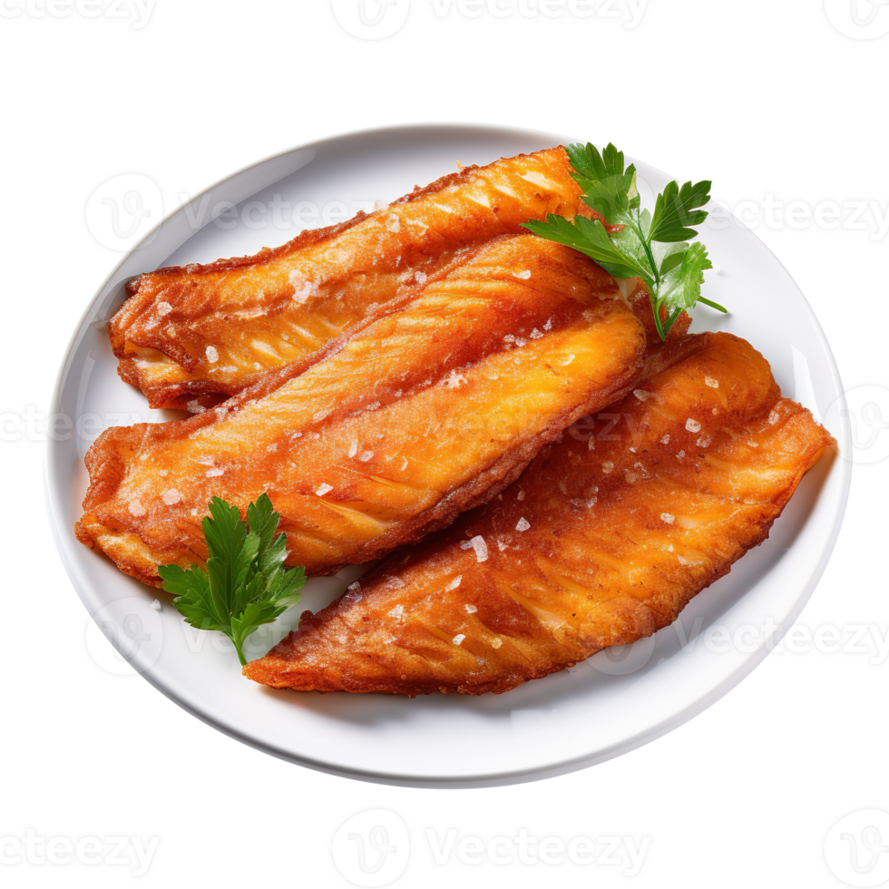 Fried fish fillets isolated on transparent background png