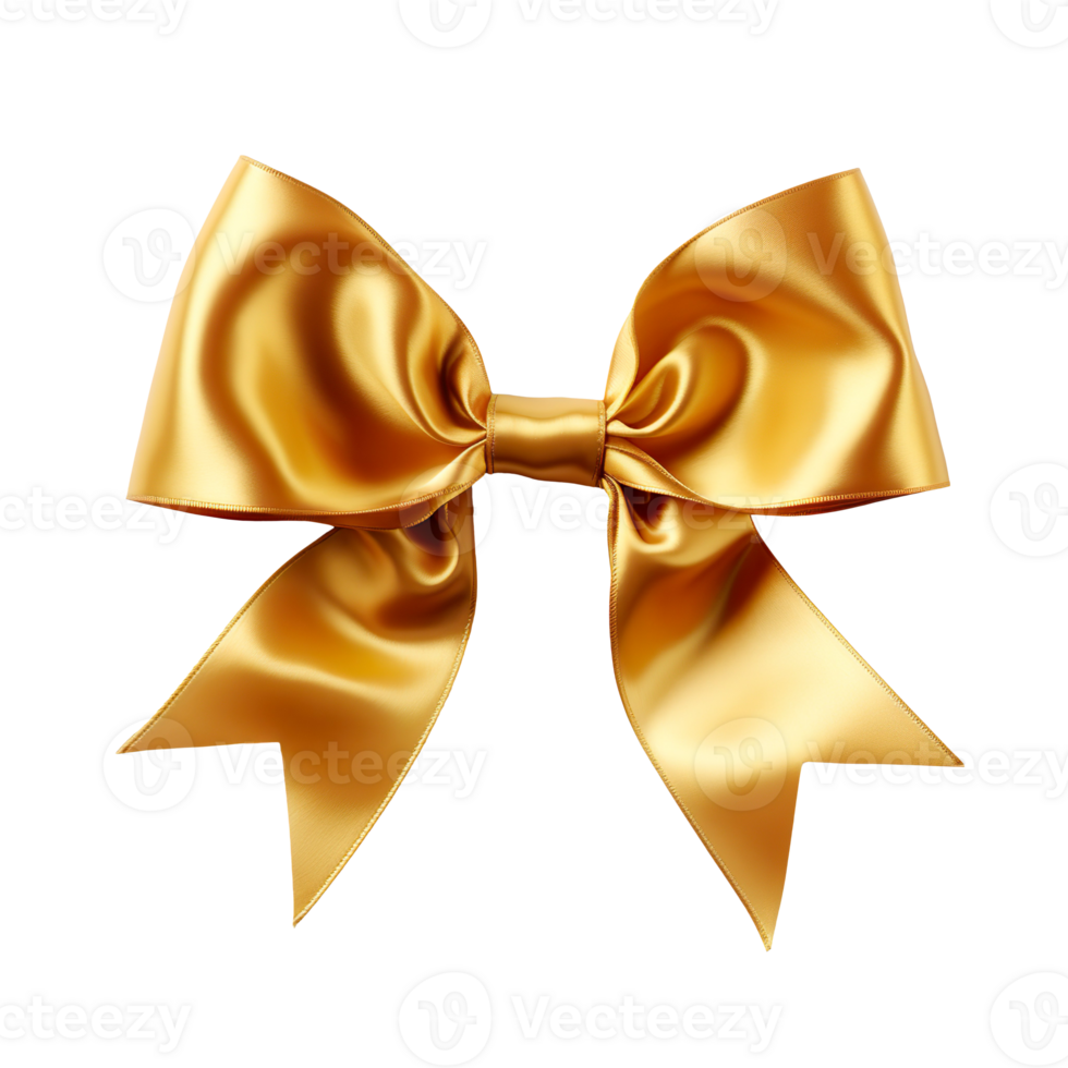 Gold bow ribbon isolated on transparent background png