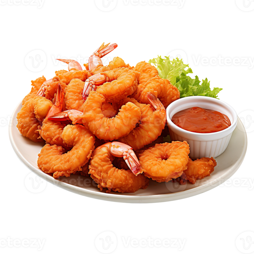 Fried shrimp isolated on transparent background png