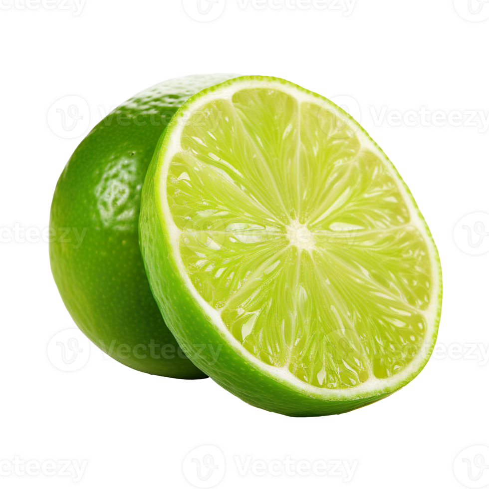 fresh green lime half slice isolated on transparent background png