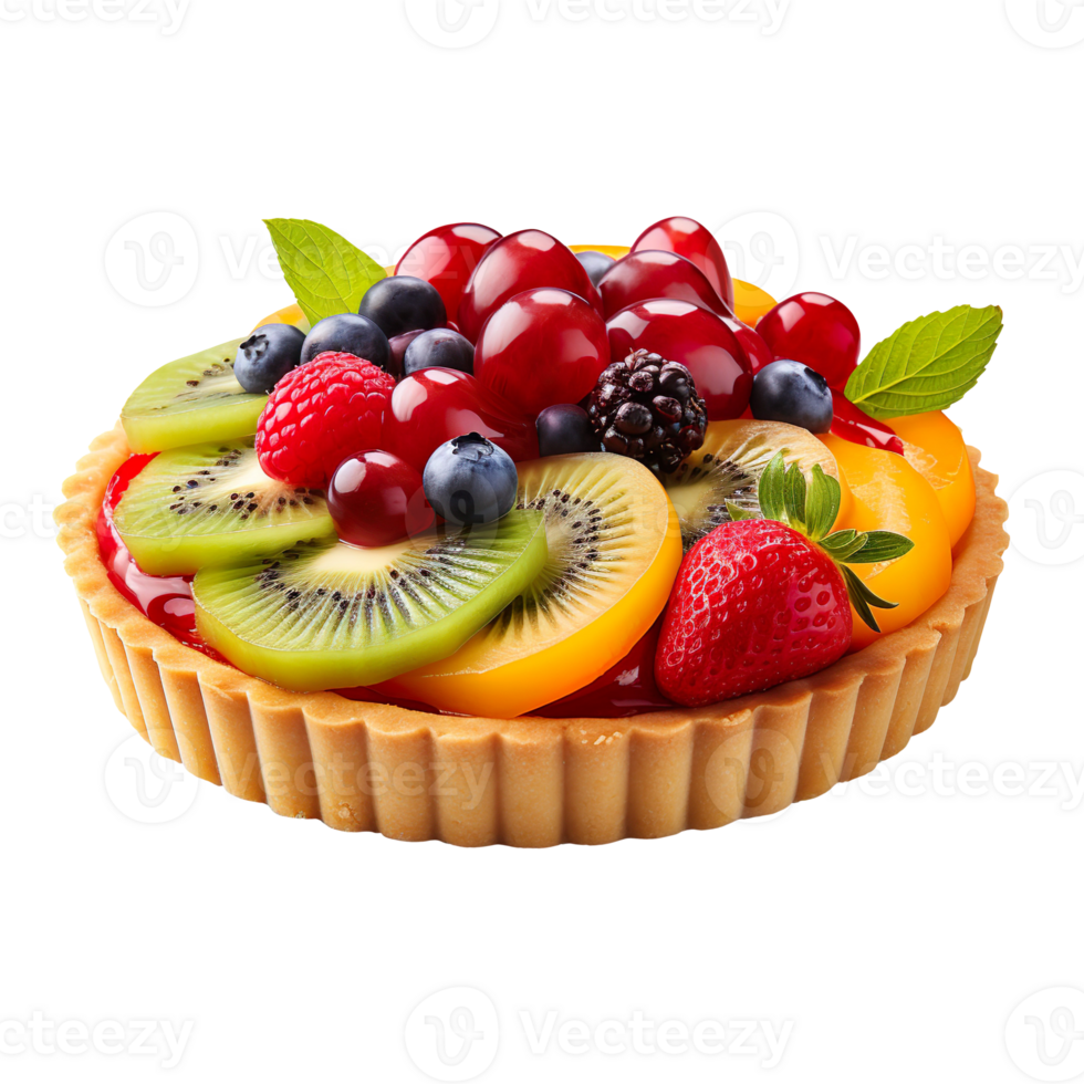 Fresh fruit tart isolated on transparent background png