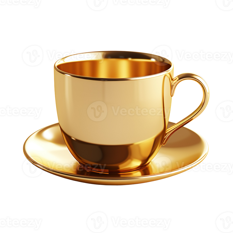 golden coffee cup isolated on transparent background png