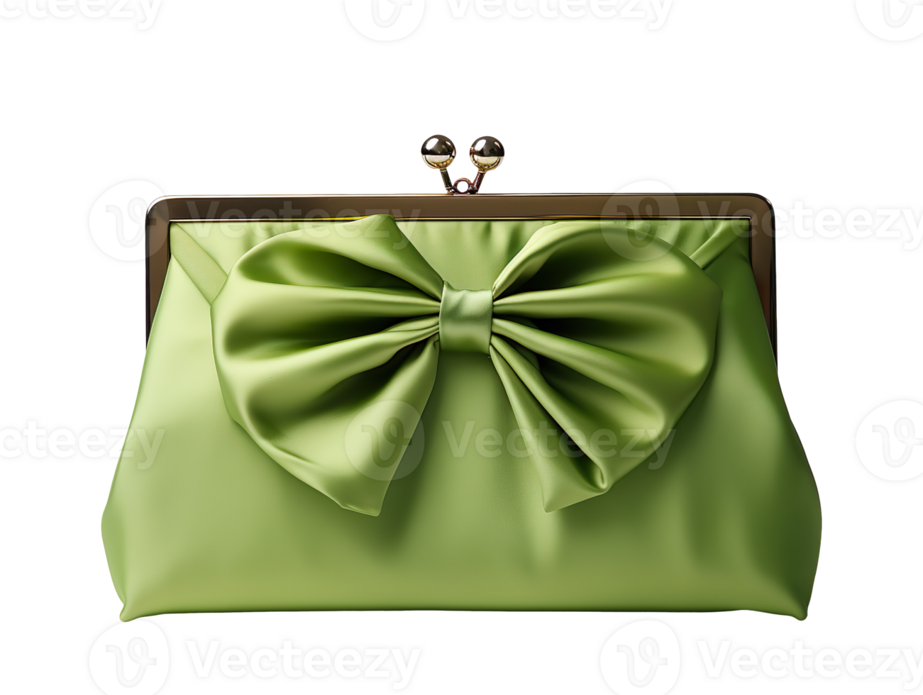 Green clutch handbag isolated on transparent background png
