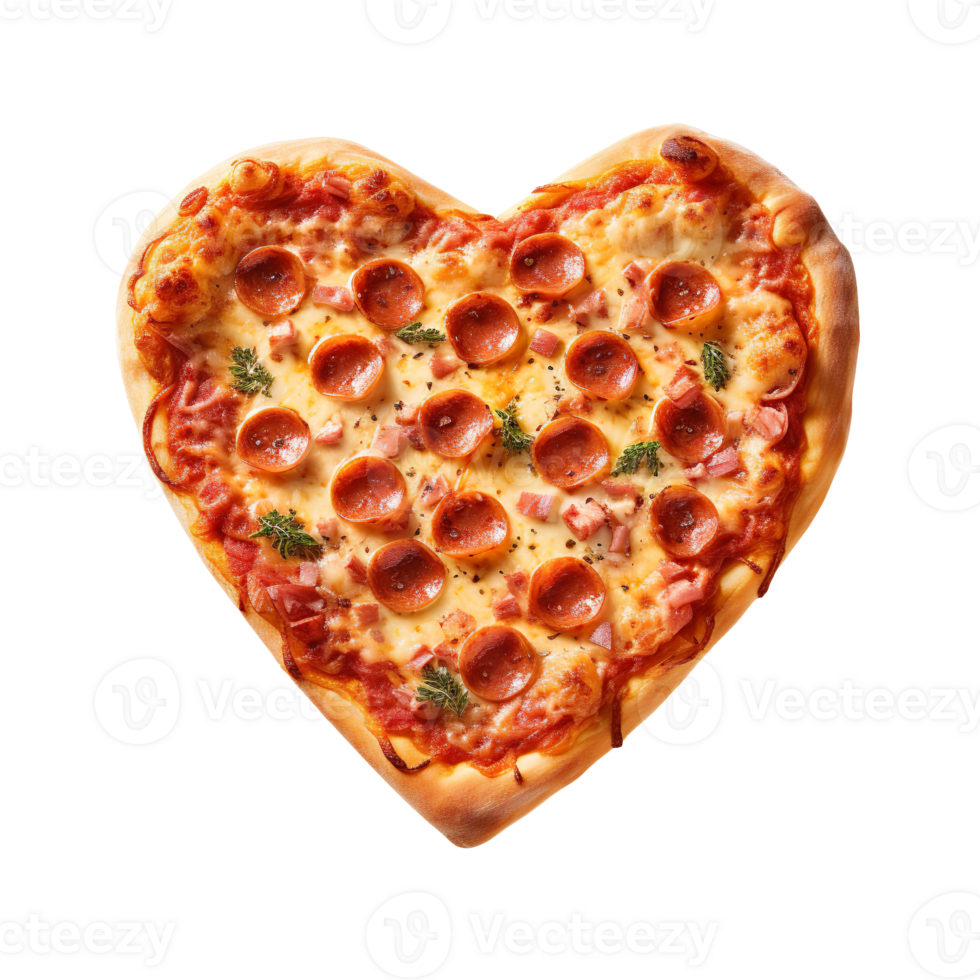 Heart shaped pizza isolated on transparent background png