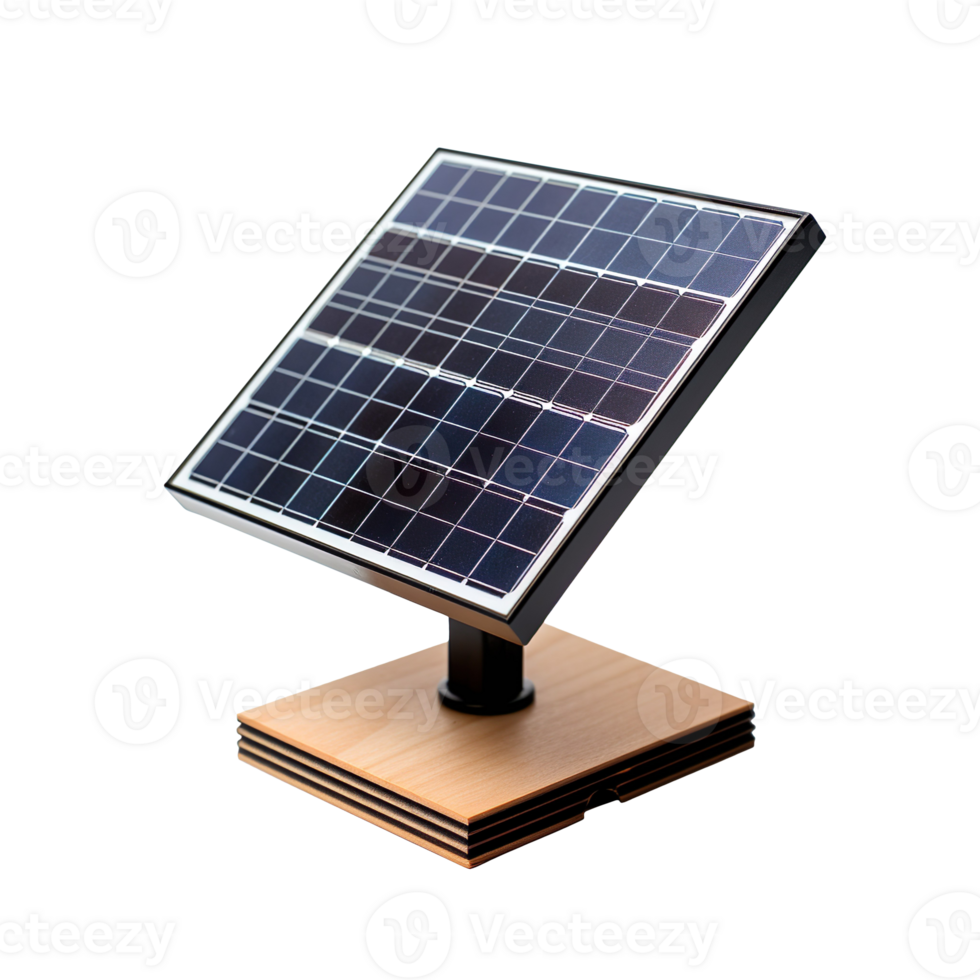 Mini solar panel with stand isolated on transparent background png