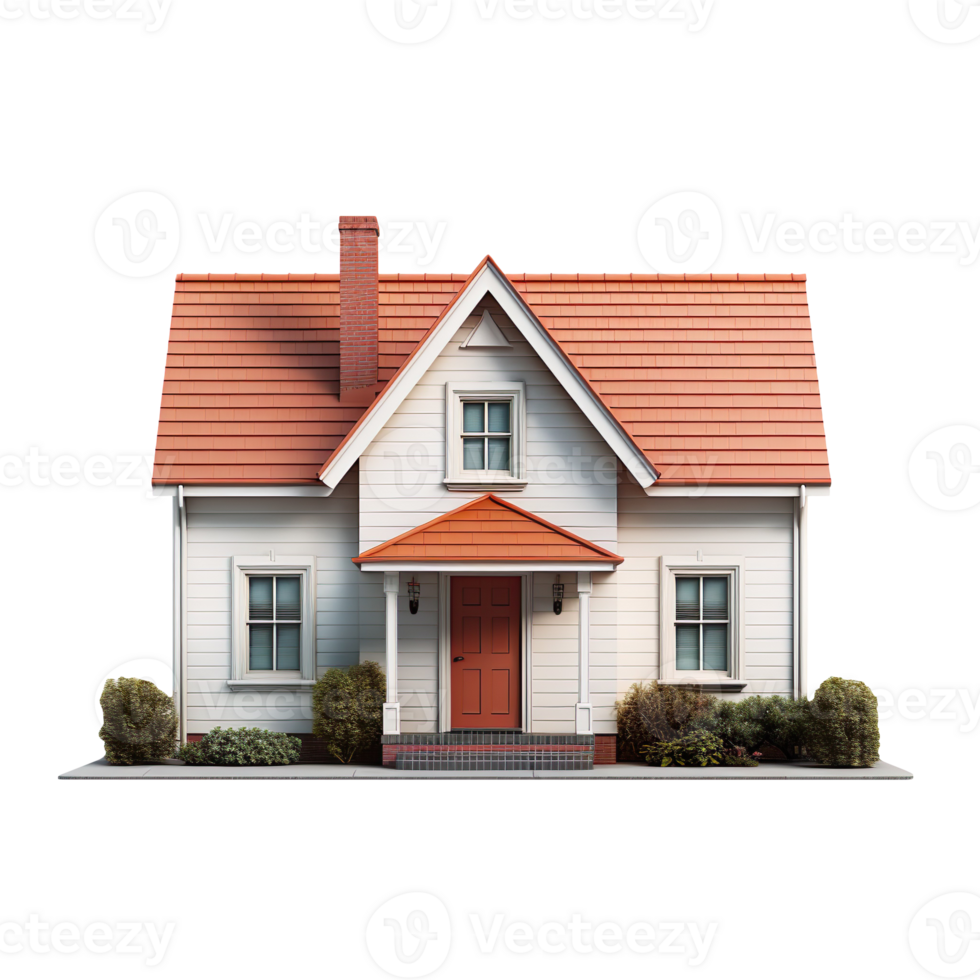 Minimalist traditional house isolated on transparent background png