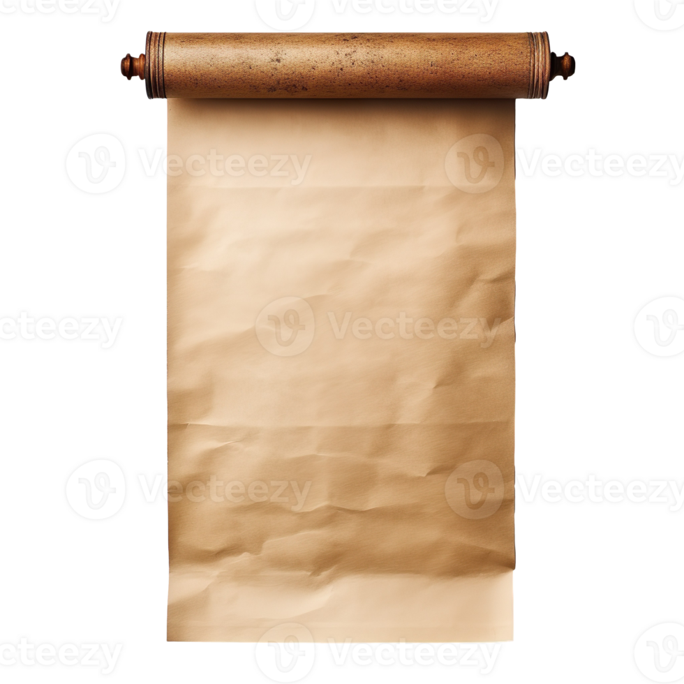 Old paper scroll isolated on transparent background png