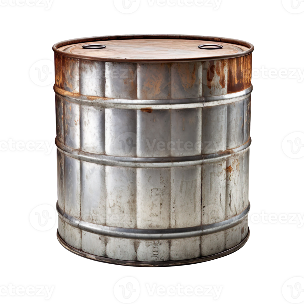 Old metallic barrel isolated on transparent background png