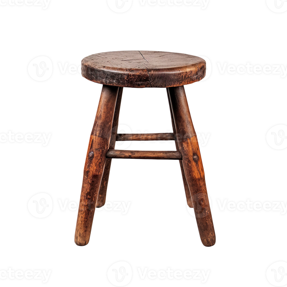 Old wooden stool isolated on transparent background png