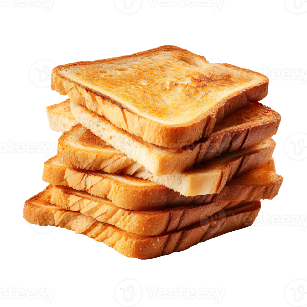 Pile of toasted bread slices isolated on transparent background png