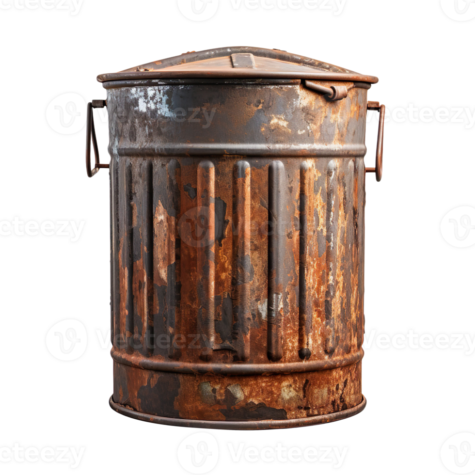 Old Garbage Can isolated on transparent background png