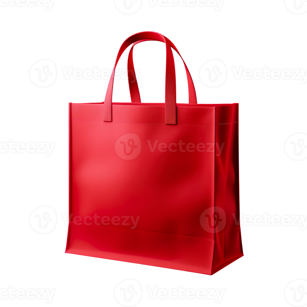 red canvas shopping bag isolated on transparent background png