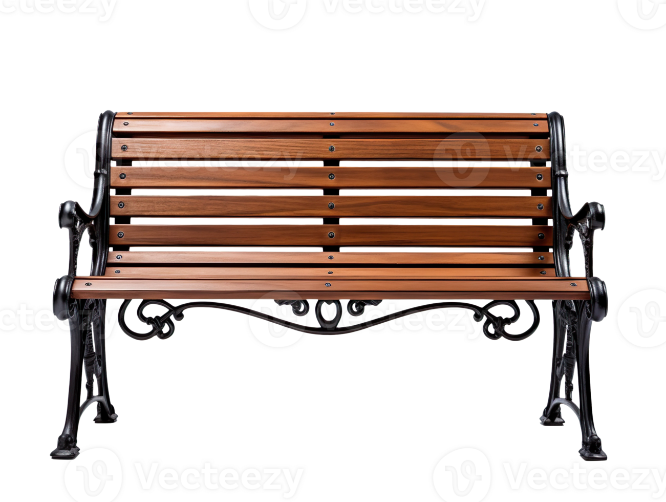 Outdoor park bench isolated on transparent background png