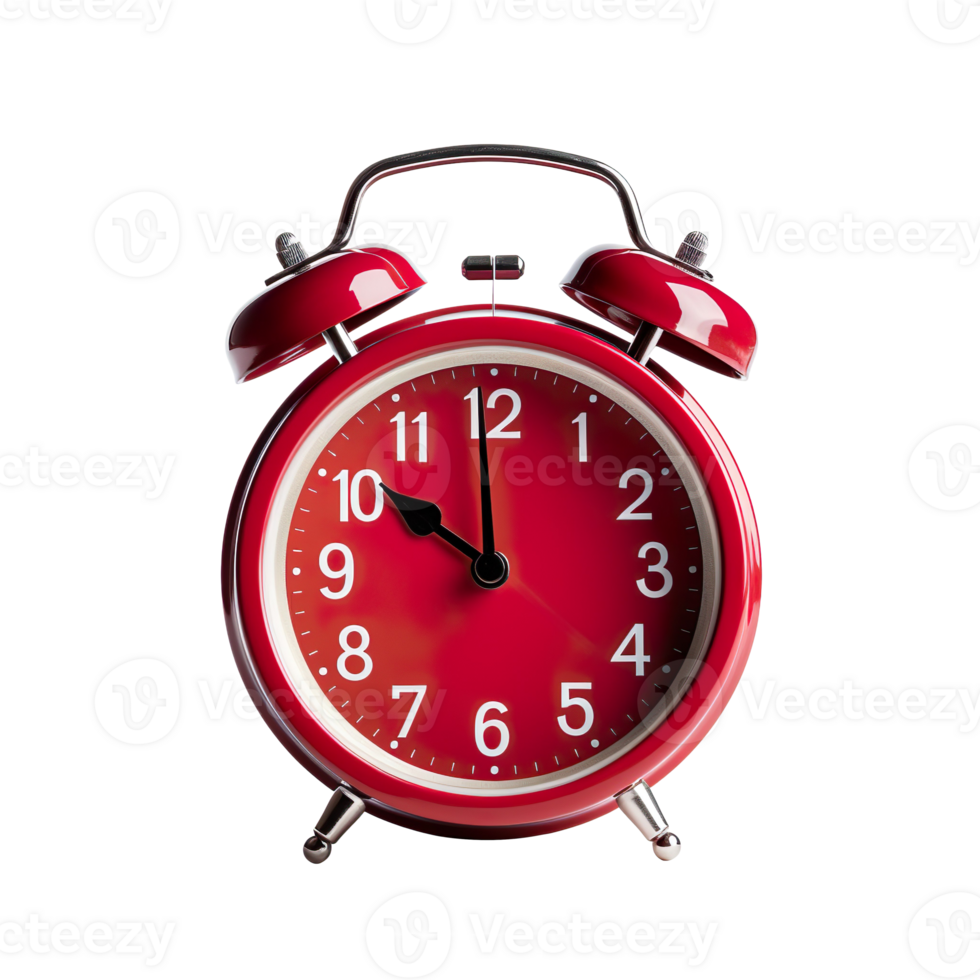 Red alarm clock isolated on transparent background png